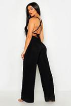 Boohoo Cowl Neck Tie Back Jumpsuit