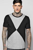 Boohoo Long Line Step Hem Splice T-shirt Grey