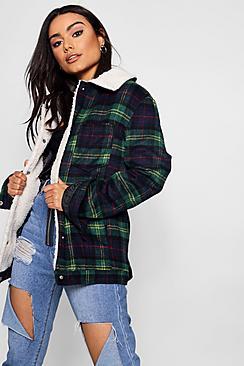 Boohoo Kate Check Trucker Jacket