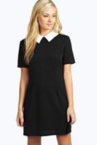 Boohoo Robin Contrast Collar Dress Black