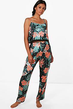 Boohoo Lola Printed Trouser + Cami Set
