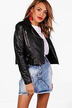 Boohoo Paige Crop Leather Jacket