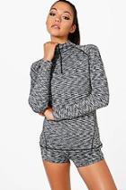 Boohoo Ella Fit Spacedye Half Zip Gym Top