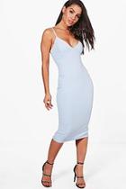 Boohoo Caroline Crepe Plunge Neck Midi Dress