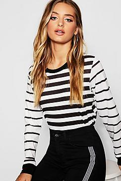 Boohoo Long Sleeve Stripe T-shirt