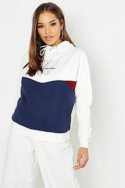 Boohoo Colour Block Woman Printed Hoody