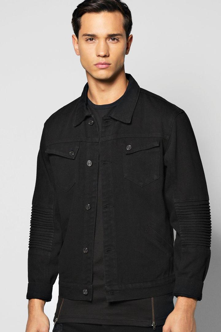 Boohoo Jean Jacket With Biker Detailing Black
