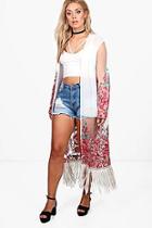 Boohoo Plus Olivia Festival Tassel Longline Kimono