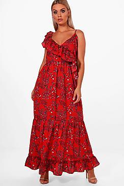 Boohoo Plus Rhyla Ruffle Maxi Dress