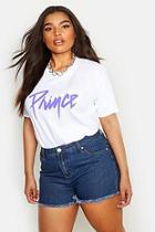 Boohoo Plus High Rise Fray Hem Denim Shorts