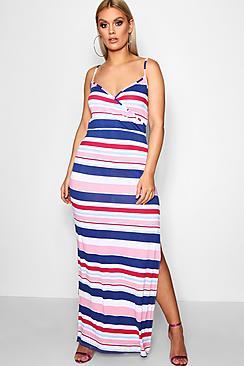Boohoo Plus Emily Wrap Front Strappy Maxi Dress