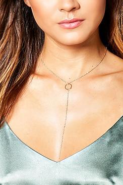 Boohoo Elena Circle Loop Skinny Plunge Necklace
