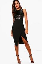 Boohoo Bethanie Pu Wrap Midi Dress