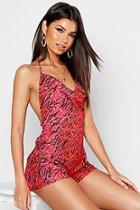 Boohoo Cowl Front Tiger Print Playsuit