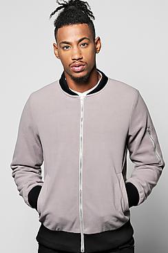 Boohoo Smart Melton Bomber With Shoulder Zip