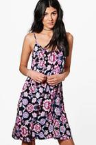 Boohoo Milly Floral Print Tie Strappy Swing Dress