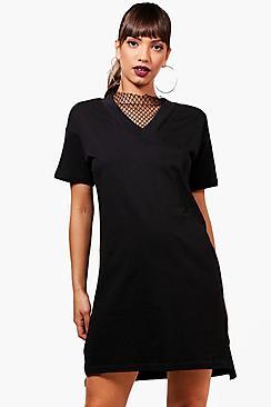 Boohoo Ashley Mesh T-shirt Dress
