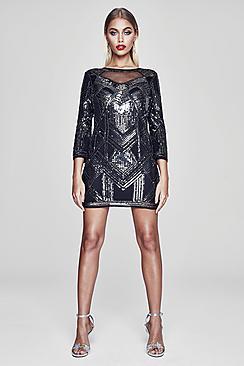 Boohoo Premium Rendall Embellished Open Back Mini Dress