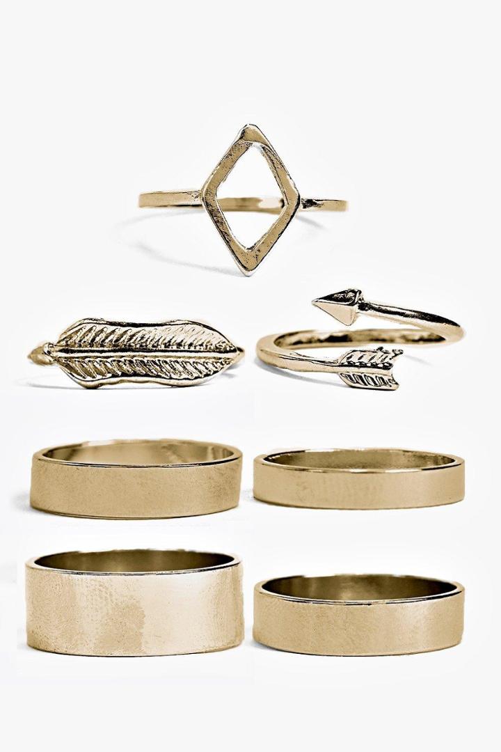 Boohoo Neve Normal And Midi Mixed Ring Set Gold