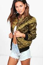 Boohoo Paige Quilted Satin Bomber Jacket