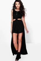 Boohoo Ellie Twist Front Maxi Overlay Playsuit Black