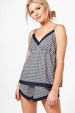 Boohoo Maisie Gingham Cami + Short Set
