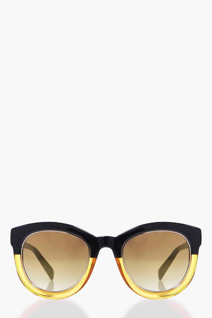 Boohoo Sadie Contrast Frame Cat Eye Sunglasses Brown
