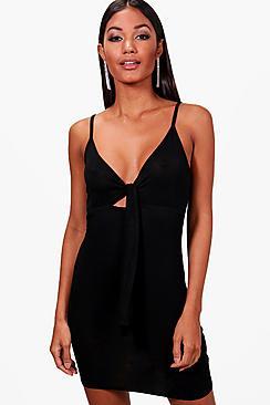 Boohoo Viv Tie Front Strappy Bodycon Dress