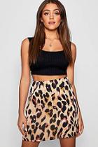 Boohoo Satin Leopard Print Mini Skirt