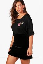 Boohoo Plus Tracey Floral Trim T Shirt
