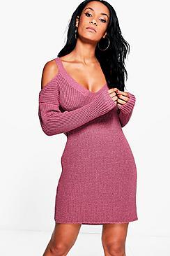 Boohoo Zoe Cold Shoulder Jumper Dress
