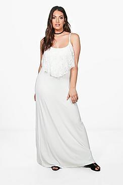 Boohoo Plus Lorna Lace Ruffle Strappy Maxi Dress