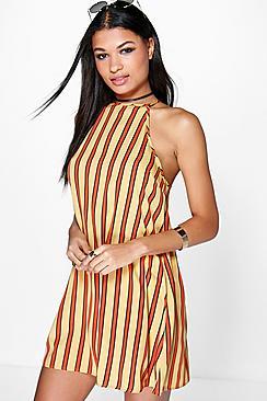 Boohoo Alaia Striped Swing Dress