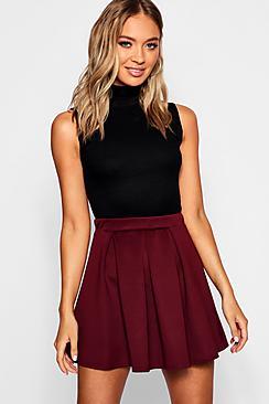 Boohoo Box Pleat Skater Mini Skirt