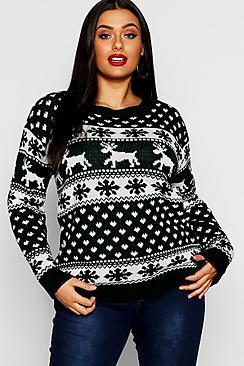 Boohoo Plus Snowflake Christmas Jumper