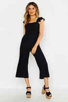 Boohoo Frill Detail Shirred Culotte Jumpsuit