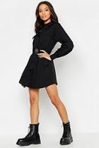 Boohoo Pocket Detail Oversized Sleeve Utility Shirt Dress