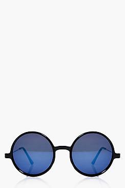 Boohoo Sophie Blue Lens Round Sunglasses