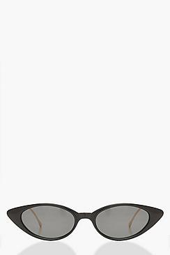 Boohoo Metal Arm Skinny Cat Eye Sunglasses