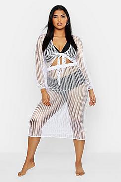Boohoo Plus Open Mesh Beach Skirt