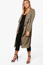Boohoo Abigail Waterfall Belted Duster