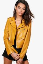 Boohoo Jasmine Pu Biker Jacket Yellow