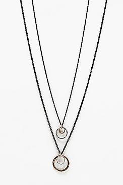 Boohoo Double Disc Pendant Necklace