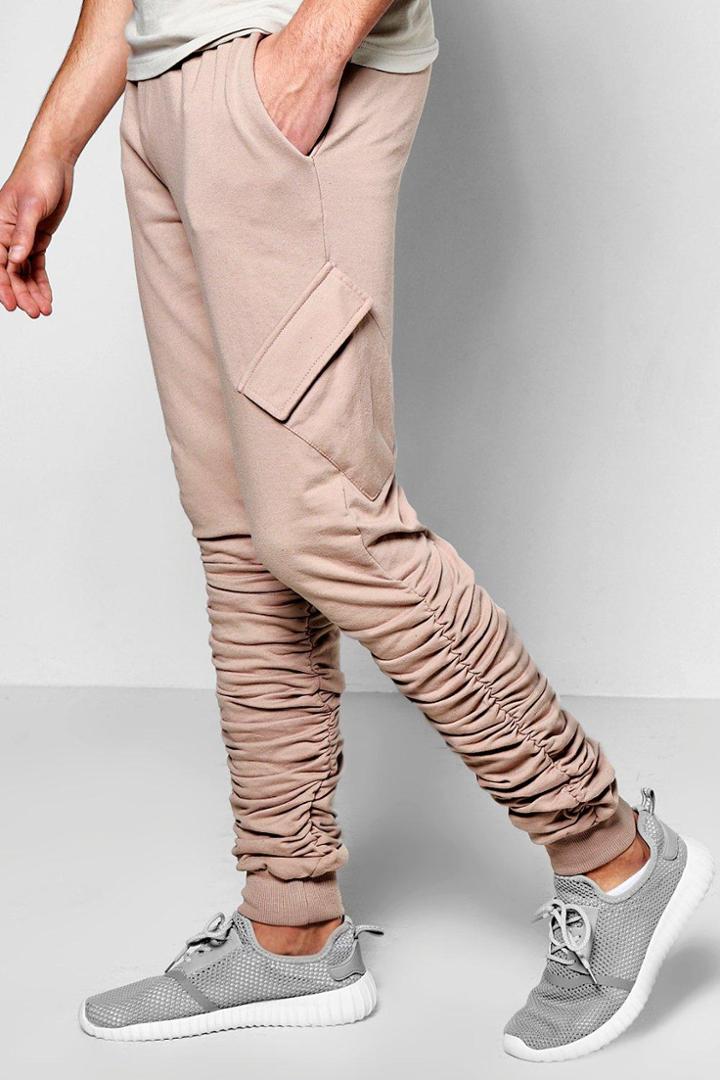 Boohoo Twisted Ruched Cargo Jogger Mocha