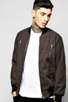 Boohoo Smart Melton Bomber Jacket With Contrast Zip Detail Grey