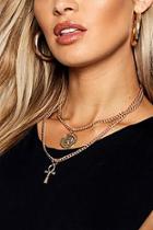 Boohoo Sovereign And Cross Layered Chain Necklace