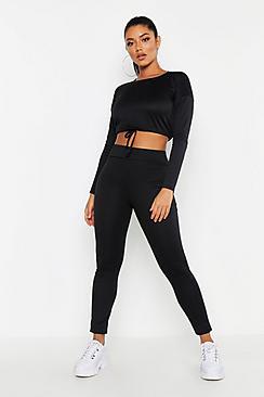 Boohoo Tie Waist Sweat Jogger Set