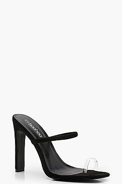 Boohoo Sophia Clear Toe Ring Skinny Mule Heels
