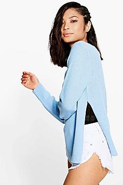 Boohoo Petite Becca Side Split Tunic Jumper