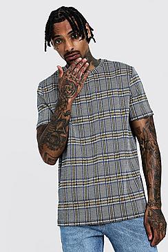 Boohoo Jacquard Houndstooth Crew Neck T-shirt